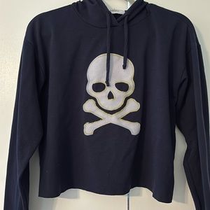 Blue Soulcycle Skull Cropped Hoodie✨☠️🚴‍♀️